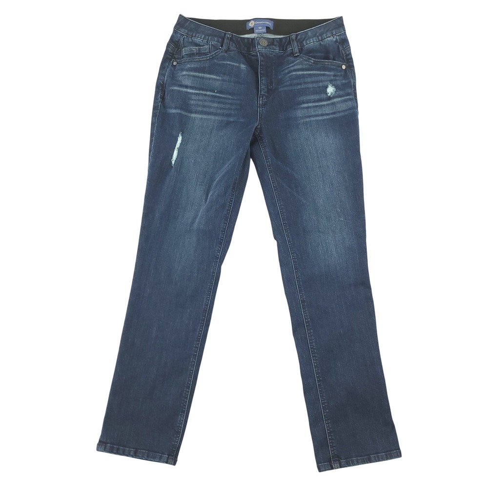 Democracy Jeans Womens 10 Blue Dark Wash Absolution Straight Stretch Denim